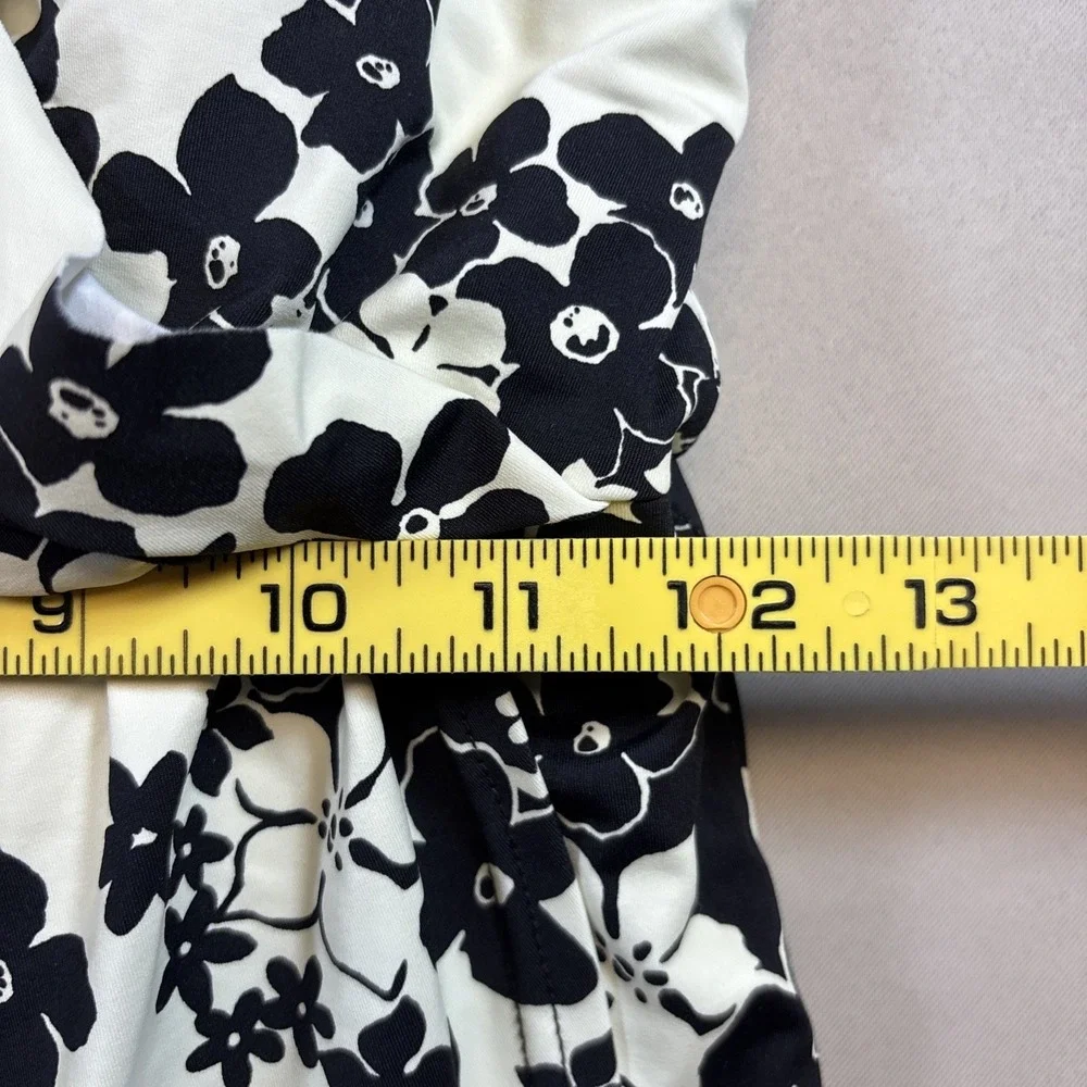 Lands' End Swim Dress Women‎ Medium 10-12 Black White Floral Swim Suit One Piece